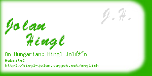 jolan hingl business card